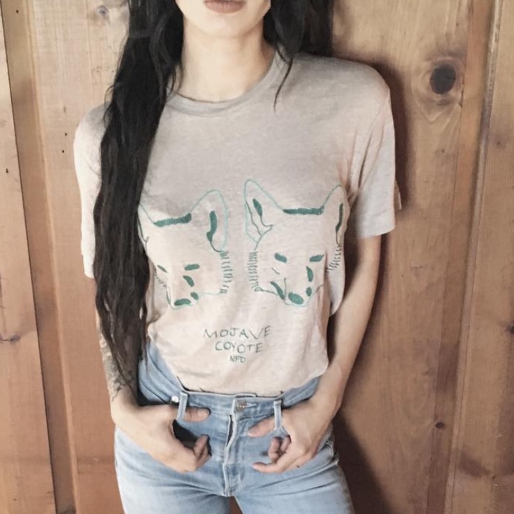 Anthropologie embroidery Coyote t shirt